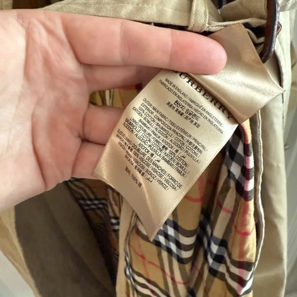 Burberry Beige Trench Coat with Signature Check Lining - Picture 7 of 7
